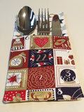 Handmade Fabric Christmas Cutlery Holder / Pouch Tableware