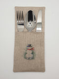 Handmade Christmas Snowman / Snowperson Fabric Tableware