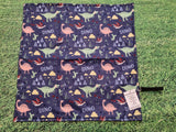Navy Blue Dinosaur Print Handmade Waterproof Base Sit Mat - Great for Picnics