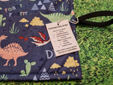 Navy Blue Dinosaur Print Handmade Waterproof Base Sit Mat - Great for Picnics