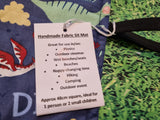 Navy Blue Dinosaur Print Handmade Waterproof Base Sit Mat - Great for Picnics