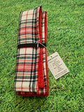 White, Green & Red Tartan Handmade Waterproof Base Sit Mat - Great for Picnics