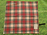 White, Green & Red Tartan Handmade Waterproof Base Sit Mat - Great for Picnics