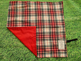 White, Green & Red Tartan Handmade Waterproof Base Sit Mat - Great for Picnics