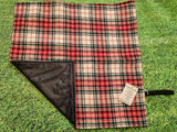 White, Green & Red Tartan Handmade Waterproof Base Sit Mat - Great for Picnics