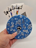 Blue Paisley Print Handmade Helping Hand Playing Card Holder
