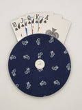 Navy Blue with Motorbike Print Handmade Helping Hand Playing Card Holder