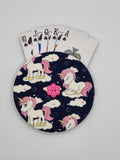 Navy Blue with Unicorn Print Handmade Helping Hand Playing Card Holder