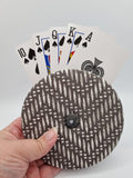 Grey with Geometric Print Handmade Helping Hand Playing Card Holder