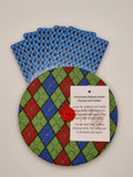 Green, Red & Blue Argyle Print Handmade Helping Hand Playing Card Holder