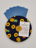 Navy Blue with Pineapple Print Handmade Helping Hand Playing Card Holder