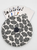 Cream with Dark Grey Fan Like Print Handmade Helping Hand Playing Card Holder