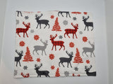 Handmade Christmas Stag & Tree Print Fabric Tableware