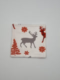 Handmade Christmas Stag & Tree Print Fabric Tableware