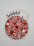 Red & White Christmas Candy Cane Sweet Print Handmade Helping Hand Playing Card Holder