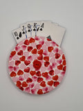 White with Red & Pink Heart Print Handmade Helping Hand Playing Card Holder