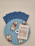 Blue with Fun Christmas Snow Bear Print Handmade Helping Hand Playing Card Holder