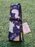 Navy Blue with Fun Dinosaur Print Handmade Waterproof Base Sit Mat - Great for Picnics