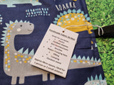 Navy Blue with Fun Dinosaur Print Handmade Waterproof Base Sit Mat - Great for Picnics