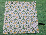 White with Green Gonk, Beer & Shamrock Print Handmade Waterproof Base Sit Mat - Great for Picnics