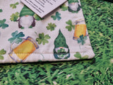 White with Green Gonk, Beer & Shamrock Print Handmade Waterproof Base Sit Mat - Great for Picnics