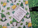 White with Green Gonk, Beer & Shamrock Print Handmade Waterproof Base Sit Mat - Great for Picnics
