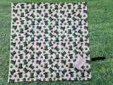 White with Green Leprechaun Hat & Shamrock Print Handmade Waterproof Base Sit Mat - Great for Picnics