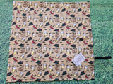 Pale Mustard Colour Oktoberfest Bavarian Theme Print Handmade Waterproof Base Sit Mat - Great for Picnics