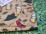 Pale Mustard Colour Oktoberfest Bavarian Theme Print Handmade Waterproof Base Sit Mat - Great for Picnics
