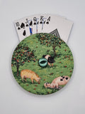 Pig in Field Print Handmade Helping Hand Playing Card Holder