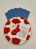 Cream with Poppy Print Handmade Helping Hand Playing Card Holder