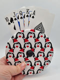 Christmas Penguin Print Handmade Helping Hand Playing Card Holder