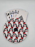Christmas Penguin Print Handmade Helping Hand Playing Card Holder