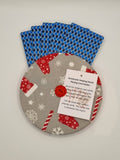 Grey with Red Christmas Stocking Print Handmade Helping Hand Playing Card Holder
