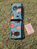 Turquoise Blue Woodland Animal Print Handmade Waterproof Base Sit Mat - Great for Picnics