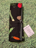 Black with Vegetable Print Handmade Waterproof Base Sit Mat - Great for Picnics