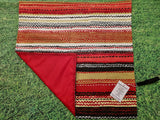Red, Black & Cream Stripe Print Handmade Waterproof Base Sit Mat - Great for Picnics