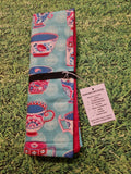 Turquoise Blue with Teacup Print Handmade Waterproof Base Sit Mat - Great for Picnics