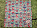 Turquoise Blue with Teacup Print Handmade Waterproof Base Sit Mat - Great for Picnics
