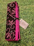 Black with Pink Love Print Handmade Waterproof Base Sit Mat - Great for Picnics