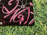 Black with Pink Love Print Handmade Waterproof Base Sit Mat - Great for Picnics