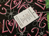 Black with Pink Love Print Handmade Waterproof Base Sit Mat - Great for Picnics