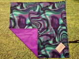 Purple & Turquoise Blue Marble Like Print Handmade Waterproof Base Sit Mat - Great for Picnics