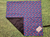 Blue with Pink & White Flower Print Handmade Waterproof Base Sit Mat - Great for Picnics