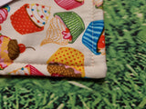 Cream with Cupcake Print Handmade Waterproof Base Sit Mat - Great for Picnics
