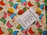 Cream with Cupcake Print Handmade Waterproof Base Sit Mat - Great for Picnics