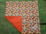 Cream with Cupcake Print Handmade Waterproof Base Sit Mat - Great for Picnics