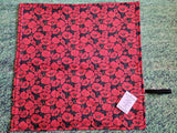Black with Red Poppy Flower Print Handmade Waterproof Base Sit Mat - Great for Picnics