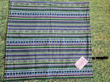 Green & Blue Patterned Stripe Print Handmade Waterproof Base Sit Mat - Great for Picnics