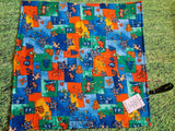 Multicoloured Woodland Animal Print Handmade Waterproof Base Sit Mat - Great for Picnics